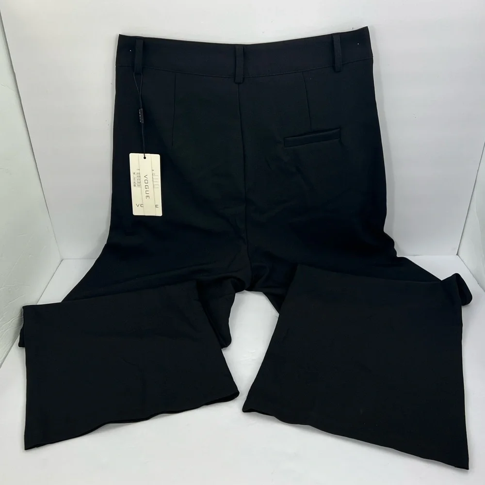 VOGUE STYLING WIDE LEG PANTS, JET BLACK COLOR, XL SIZE, 2 POCKETS IN FRONT